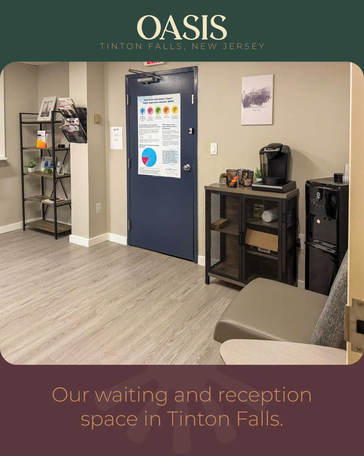Lobby at Oasis Mental Health Centers in Tinton Falls, New Jersey