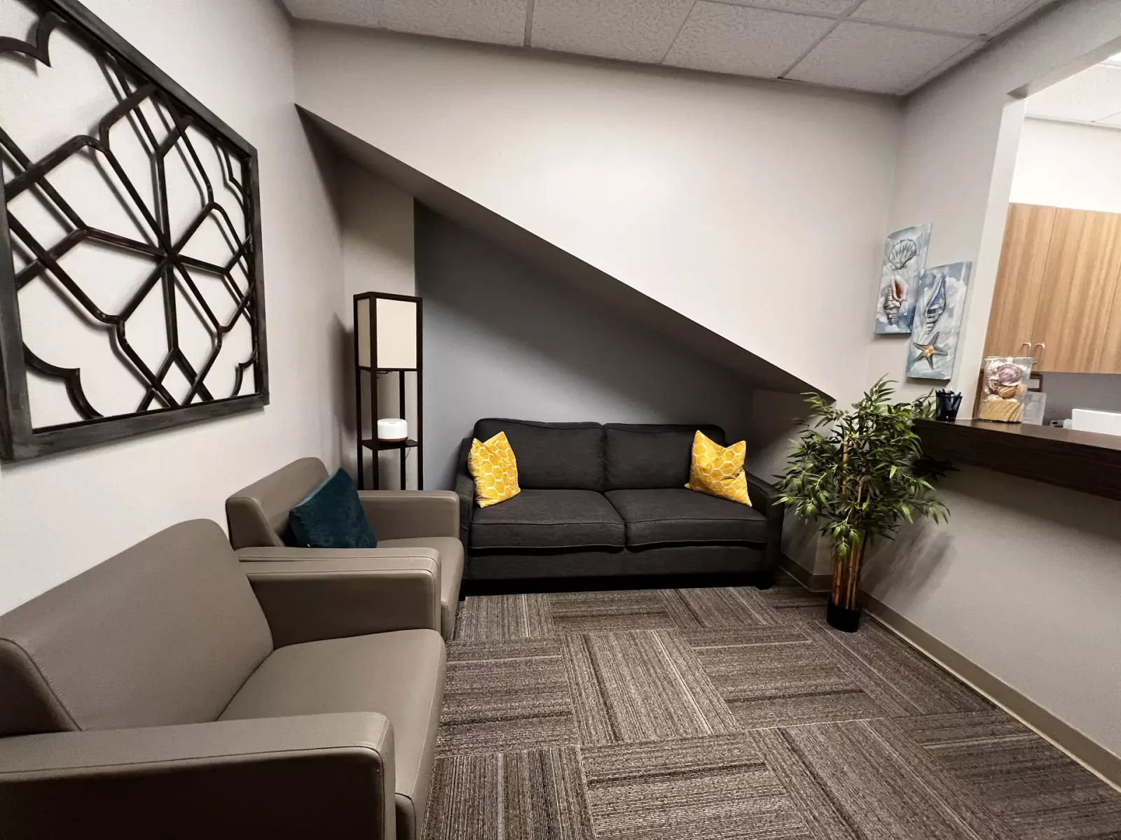 Empty Aloha Integrative Health waiting room.