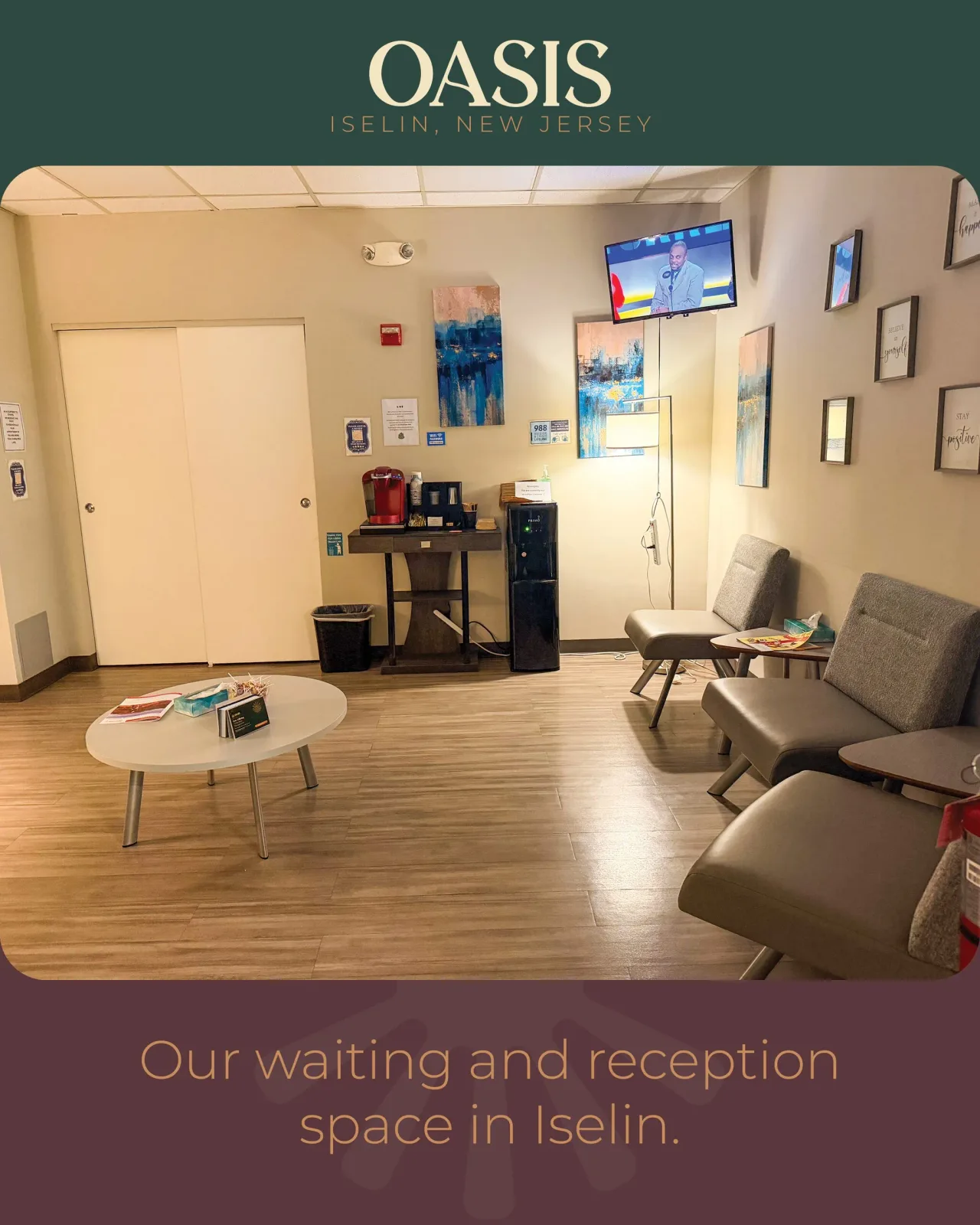 Lobby at Oasis Mental Health Centers in Iselin, New Jersey