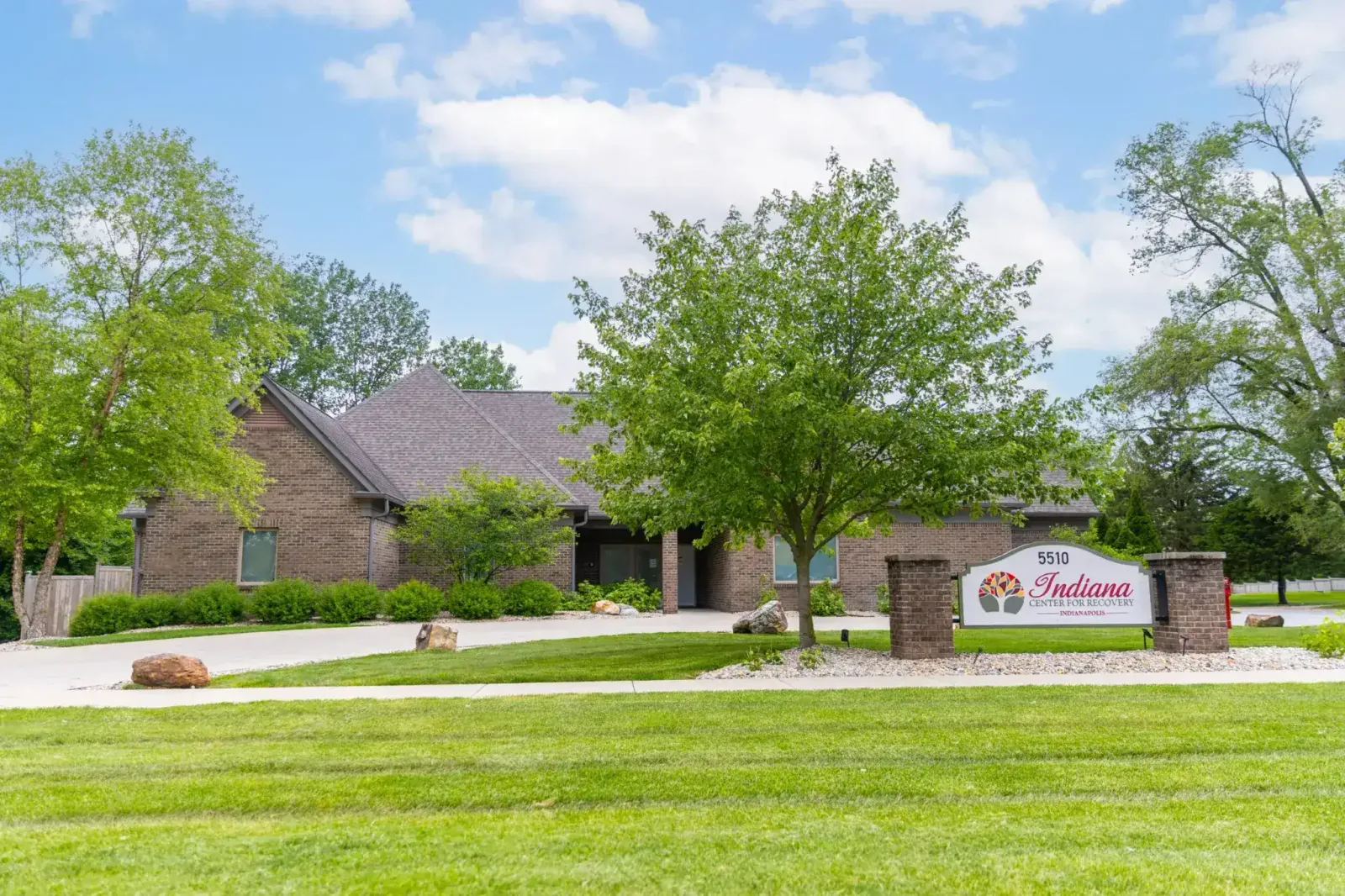 Signed Indiana Center for Recovery Indianapolis facility exterior.
