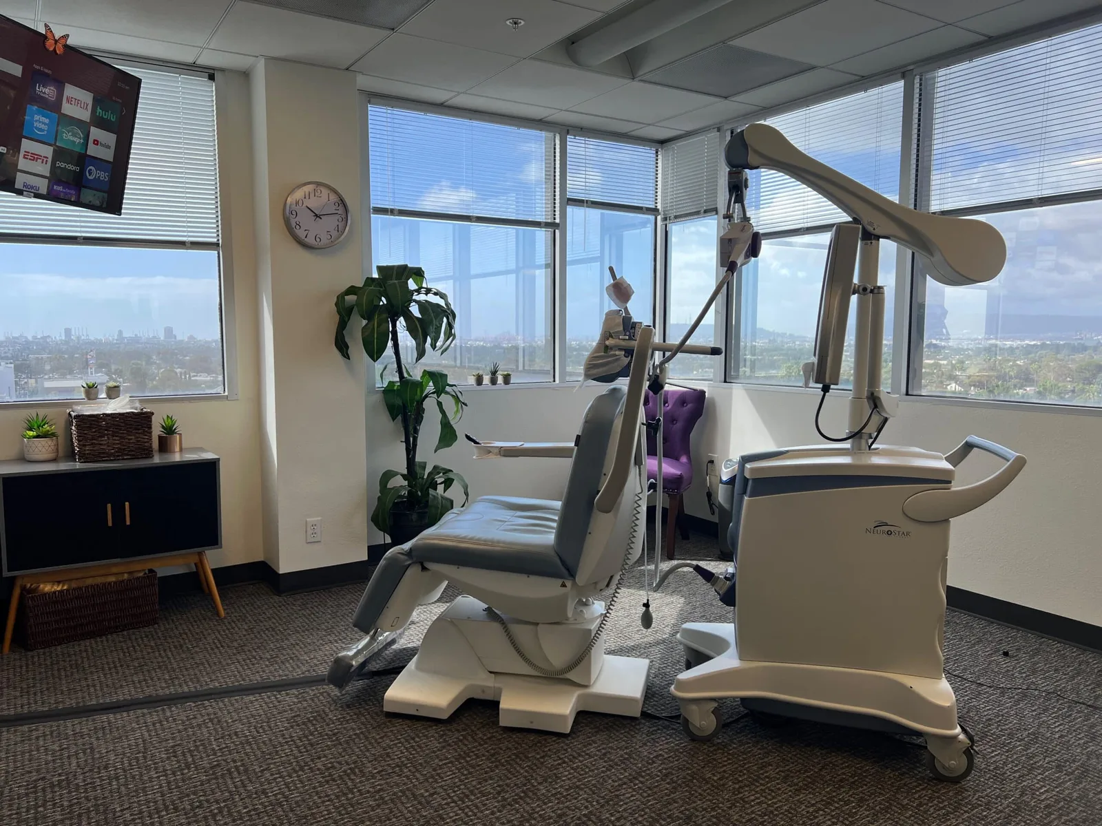 Treatment room at Southern California TMS Center in Long Beach, California