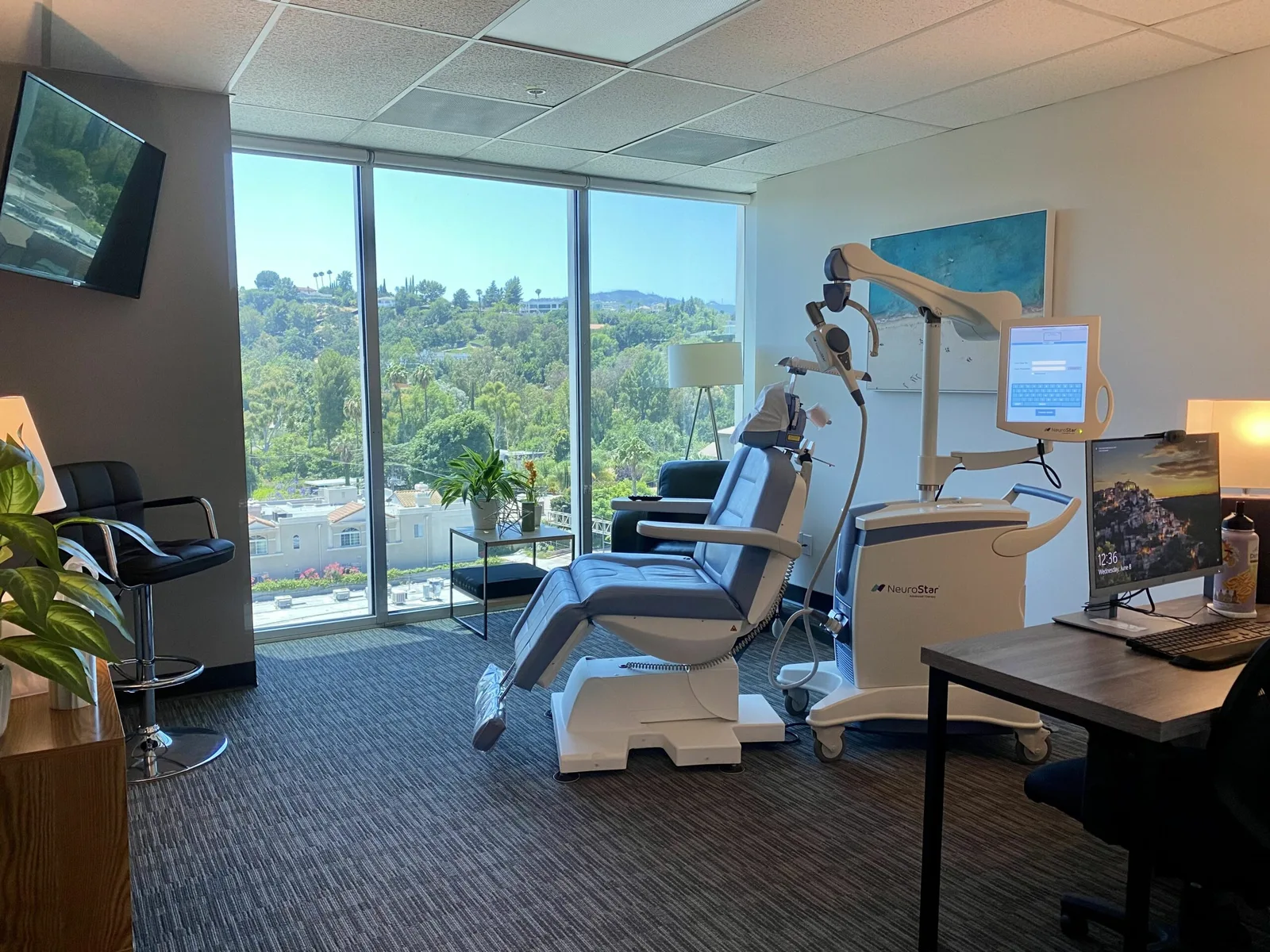 Treatment room at Southern California TMS Center in Encino, California