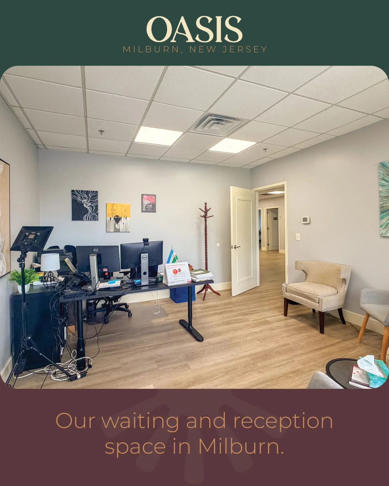 Lobby at Oasis Mental Health Centers in Millburn, New Jersey